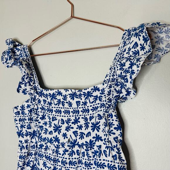 MINKPINK Blue Ithica Square Neck Cotton Print Ruffle Mini Dress Size Small - Picture 8 of 9
